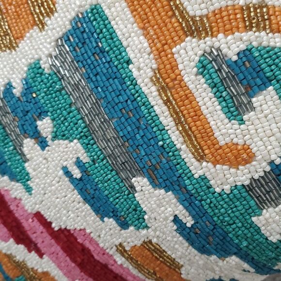 Artistic Accents Beaded Colorful Multi Color Accent Pillow Decor Living Room 14" - Picture 6 of 6